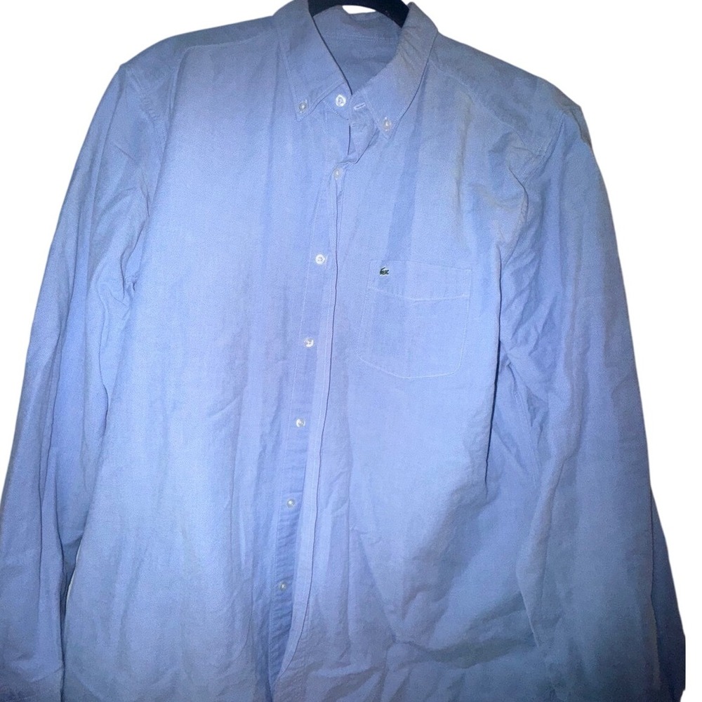 Lacoste men's blue dress shirt size‎ large?